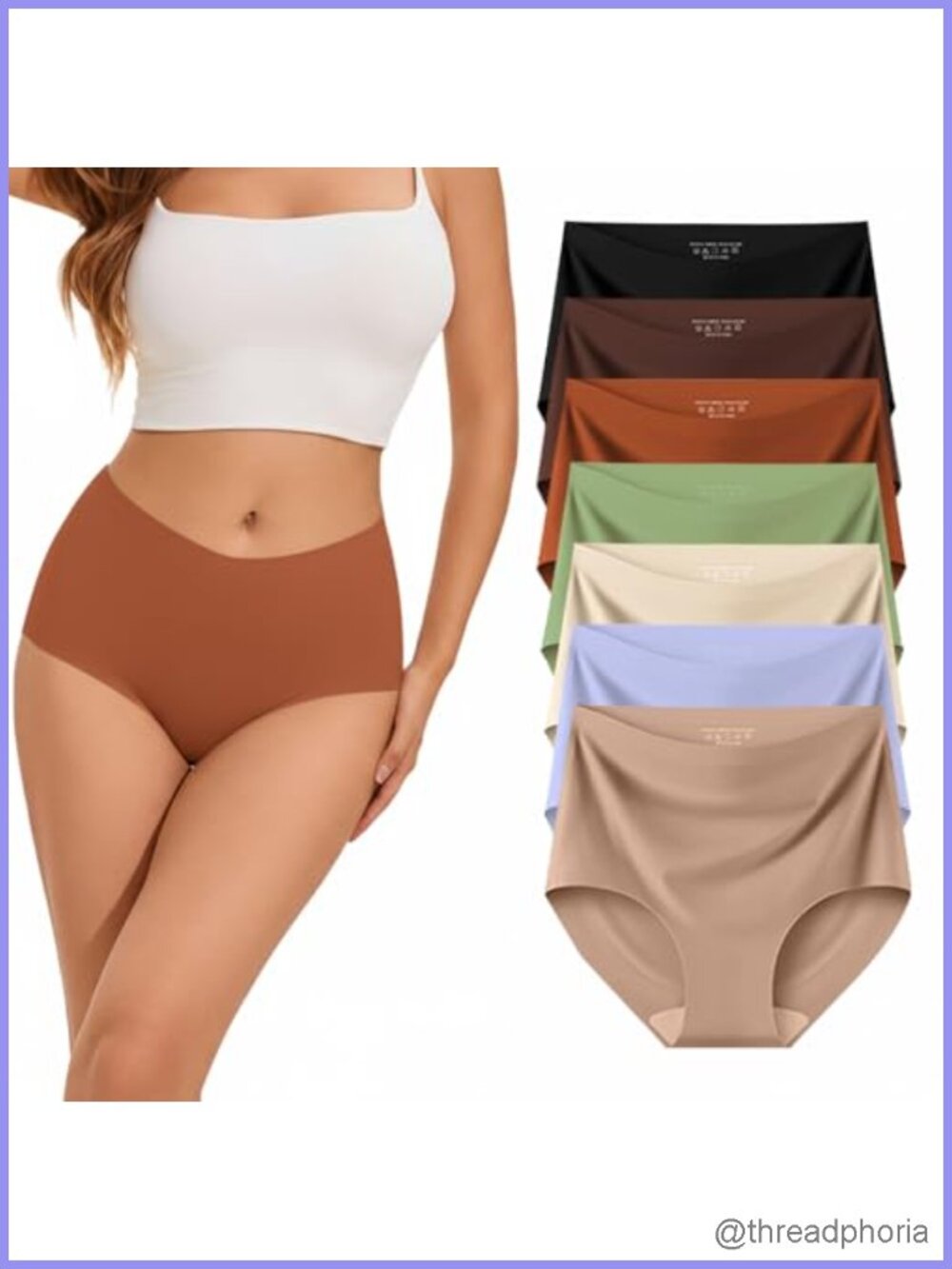 High Waist Seamless 7 Pack Panties Full Coverage Tagless Silky Briefs
